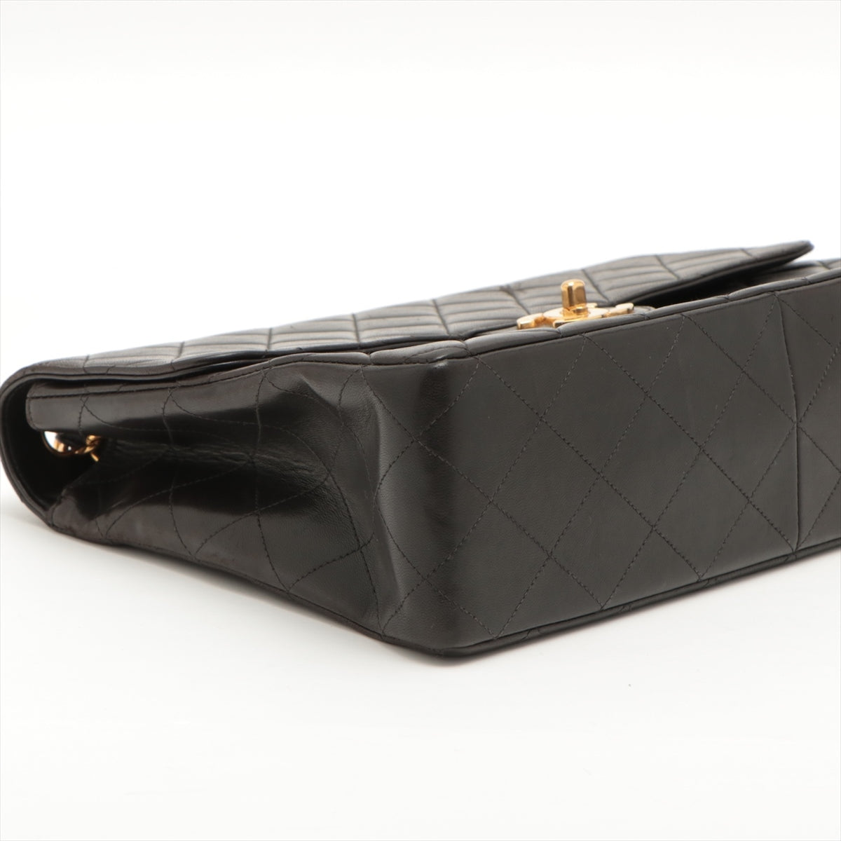 CHANEL DECAMATRASE Lambskinkin Single Flap Double Chain Bag Black Gold 4th