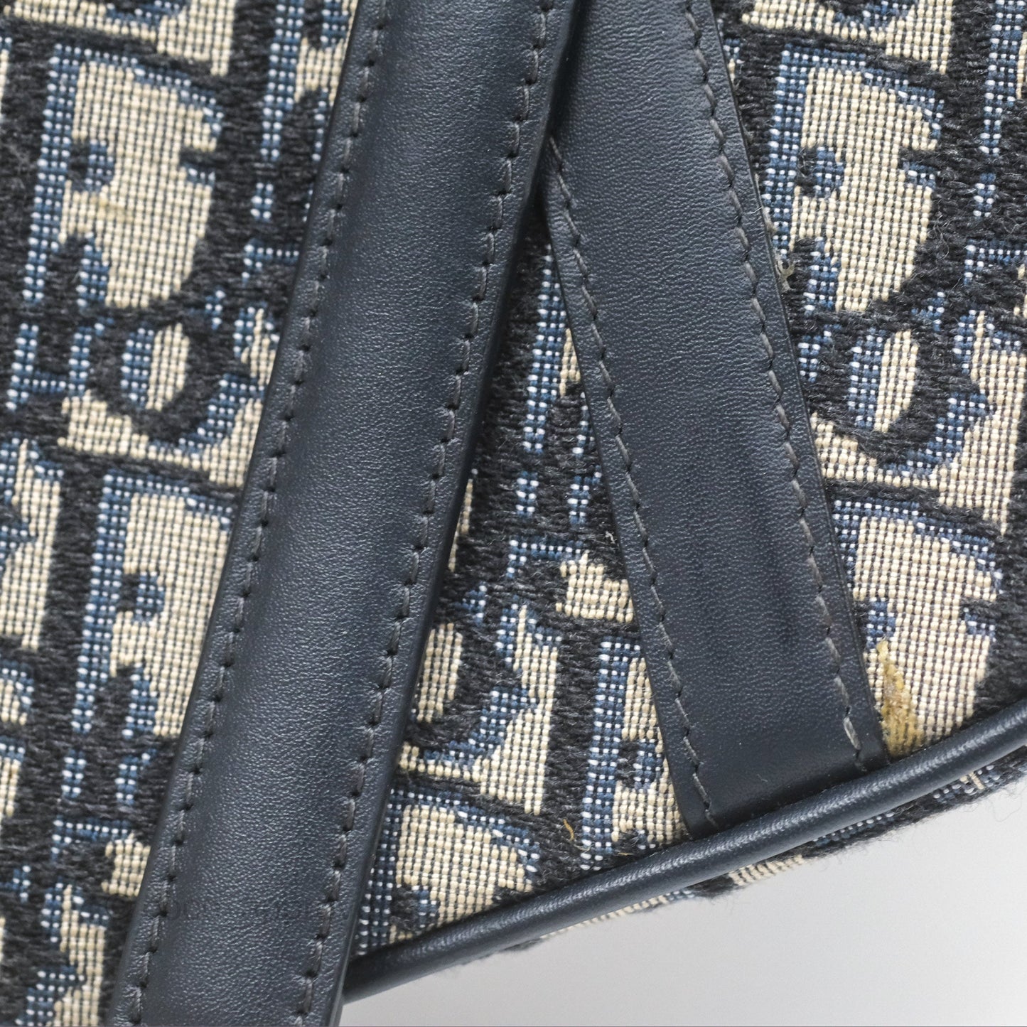 Christian Dior Mini Saddle Bag Blue Oblique Jacquard Gold Hardware