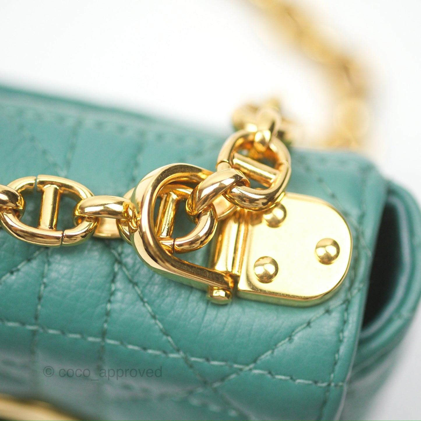 Christian Dior Micro Caro Bag in Tundra Green Supple Cannage Calfskin Gold Hardware