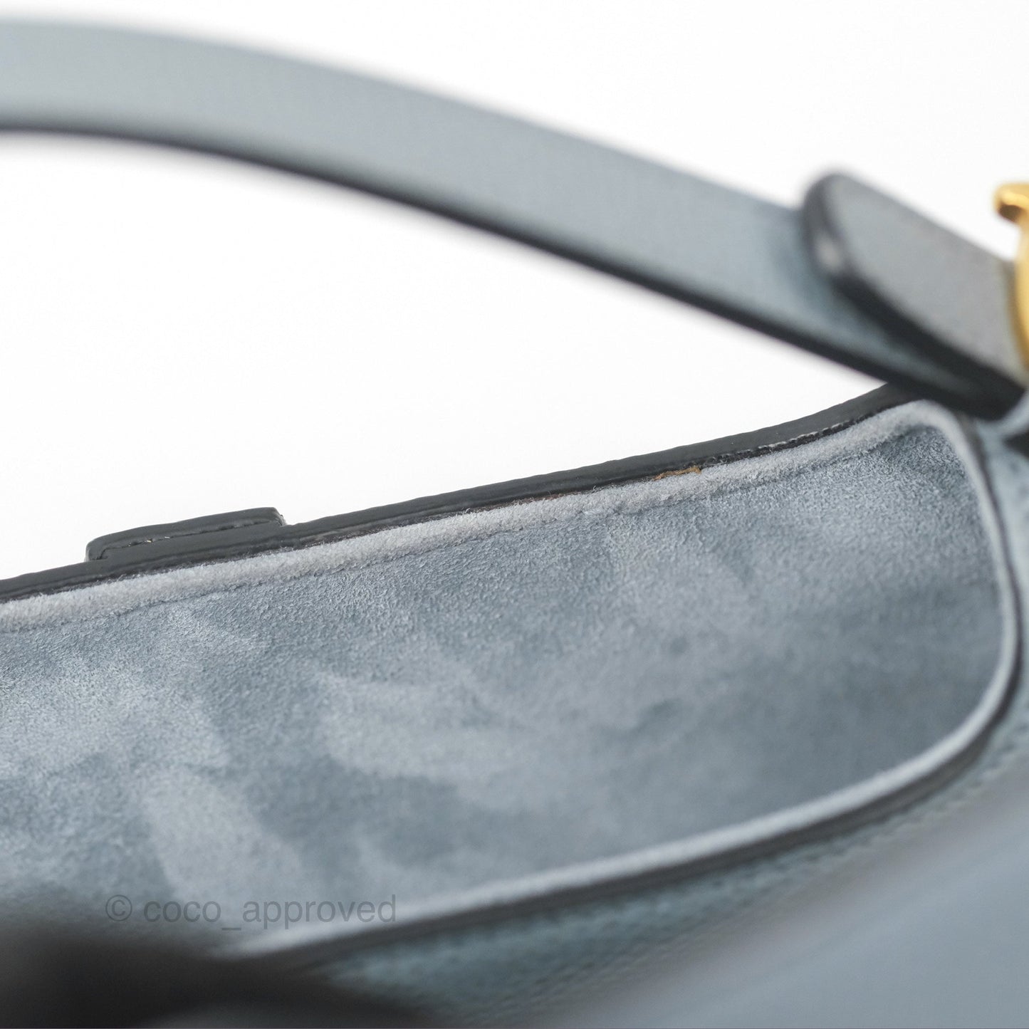Christian Dior Mini Saddle Bag Cloud Blue Grained Calfskin Gold Hardware