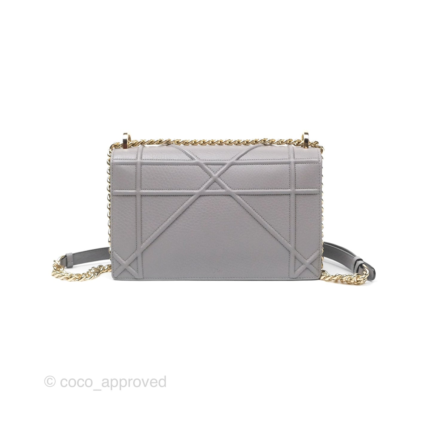 Christian Dior Medium Diorama Calfskin Flap Bag Grey Gold Hardware