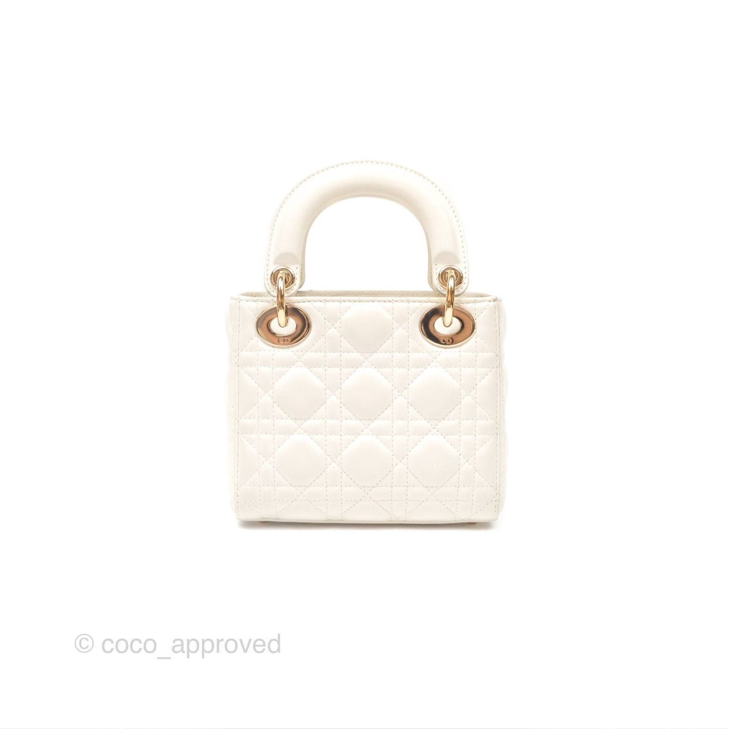 Christian Dior Cannage Mini Lady Dior White Gold Hardware