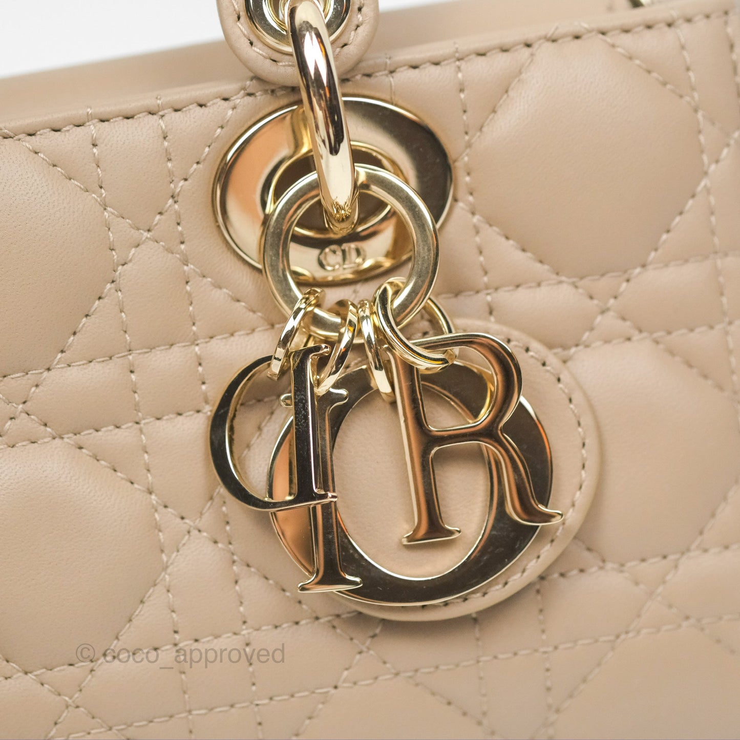 Dior Small Lady D-Joy Bag Beige Lambskin Cannage Gold Hardware