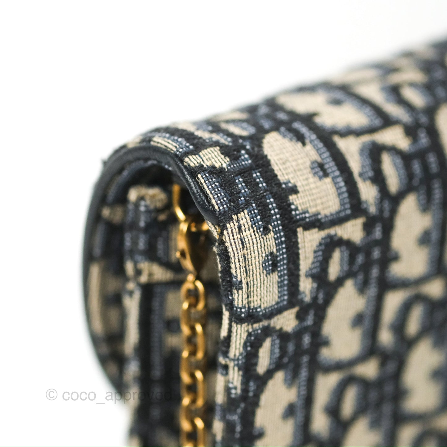 Christian Dior Saddle Chain Pouch Navy Oblique Jacquard