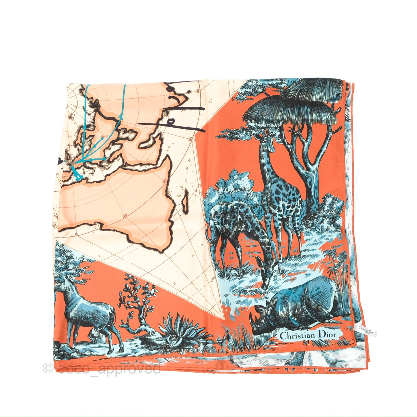 Christian Dior Around The World Silk Scarf 90