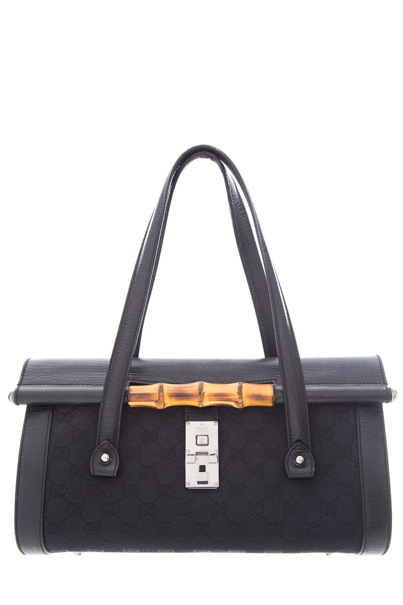 Gucci Black Monogram Bamboo Bullet Handbag