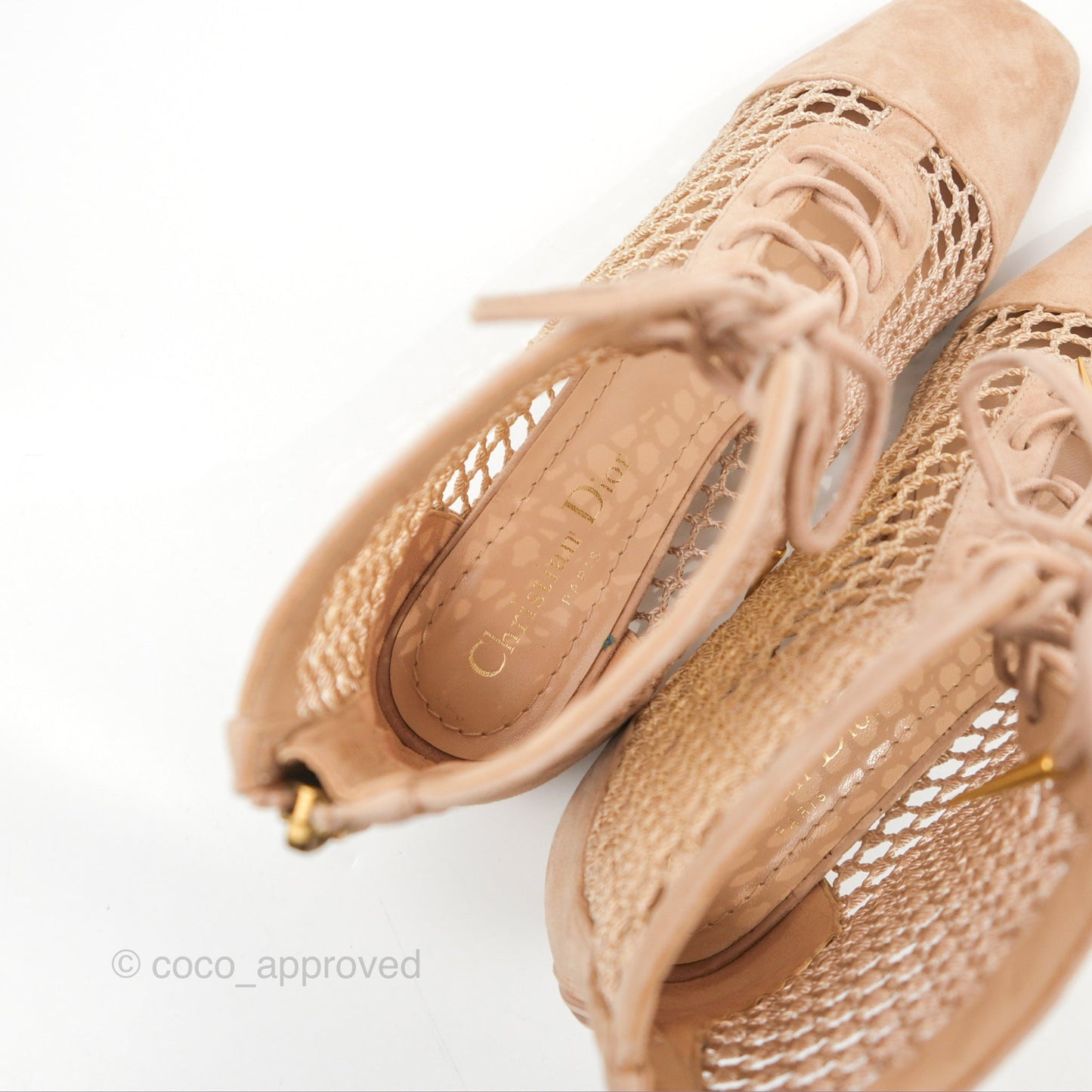 Dior Naughtily-D Ankle Boots Nude Suede Size 37