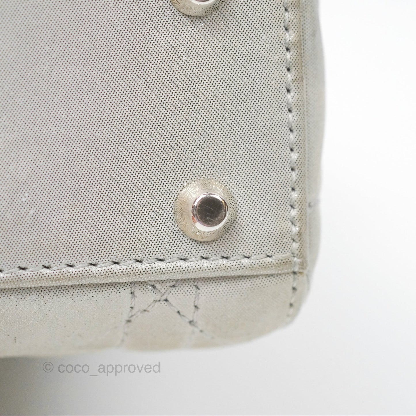 Christian Dior Mini Lady Dior Metallic Silver Nubuck Silver Hardware