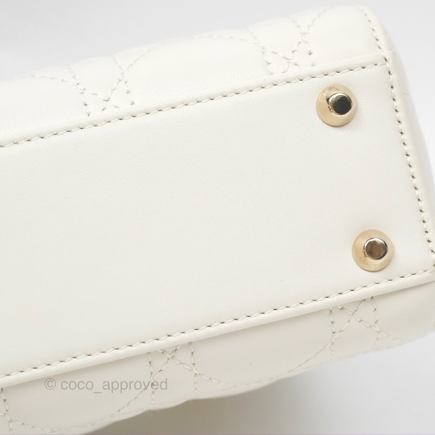 Christian Dior Mini Lady Dior Latte Cannage Lambskin Gold Hardware