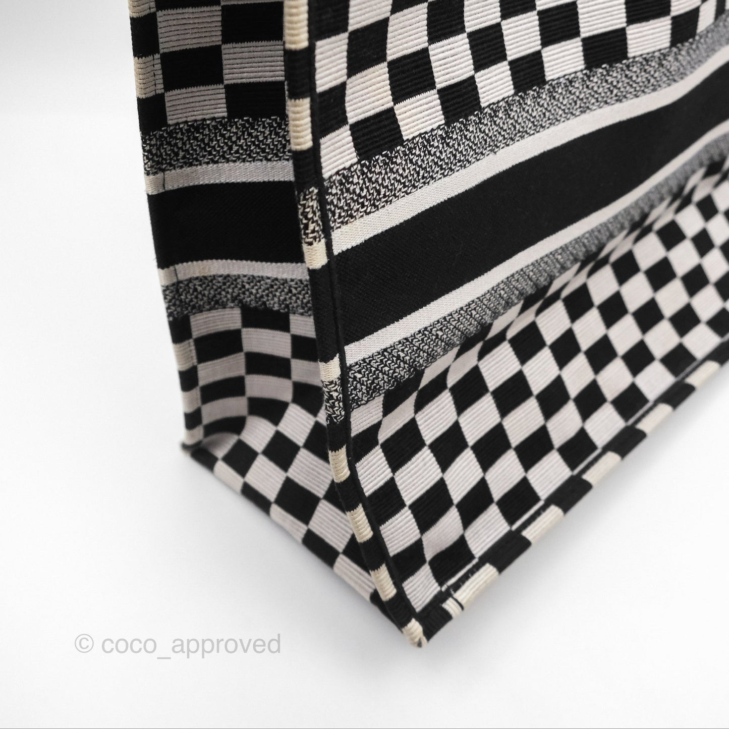Christian Dior Large Book Tote Checkered Black/ White Canvas