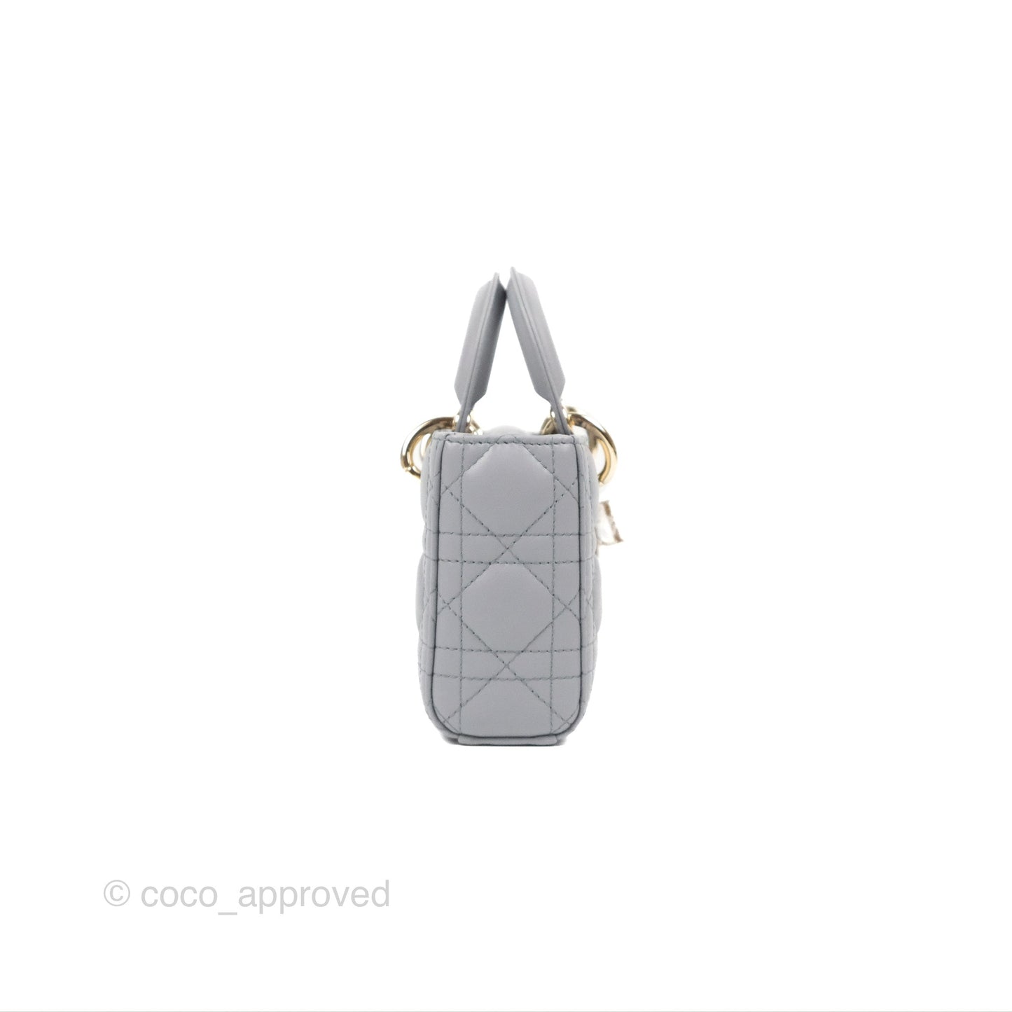 Dior Small Lady D-Joy Bag Grey Lambskin Cannage Gold Hardware