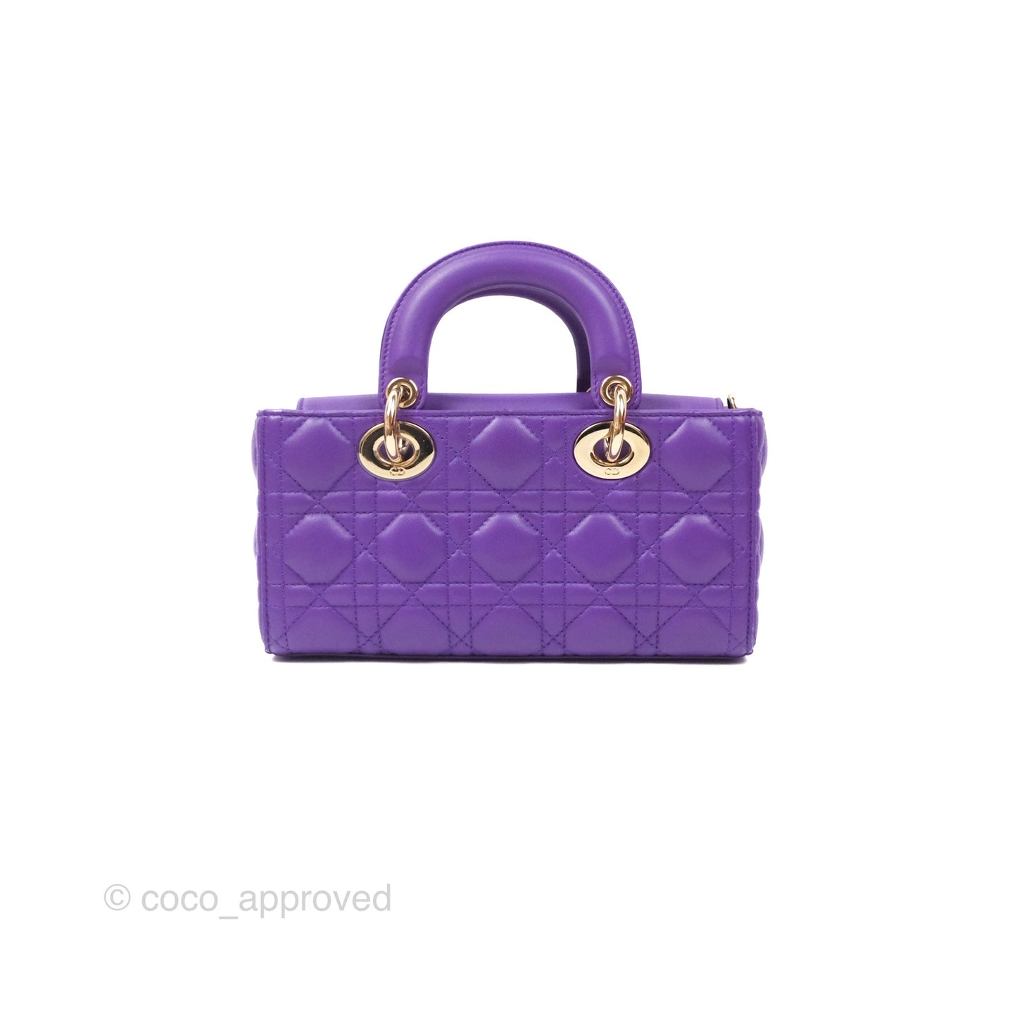 Dior Small Lady D-Joy Bag Purple Lambskin Cannage Gold Hardware