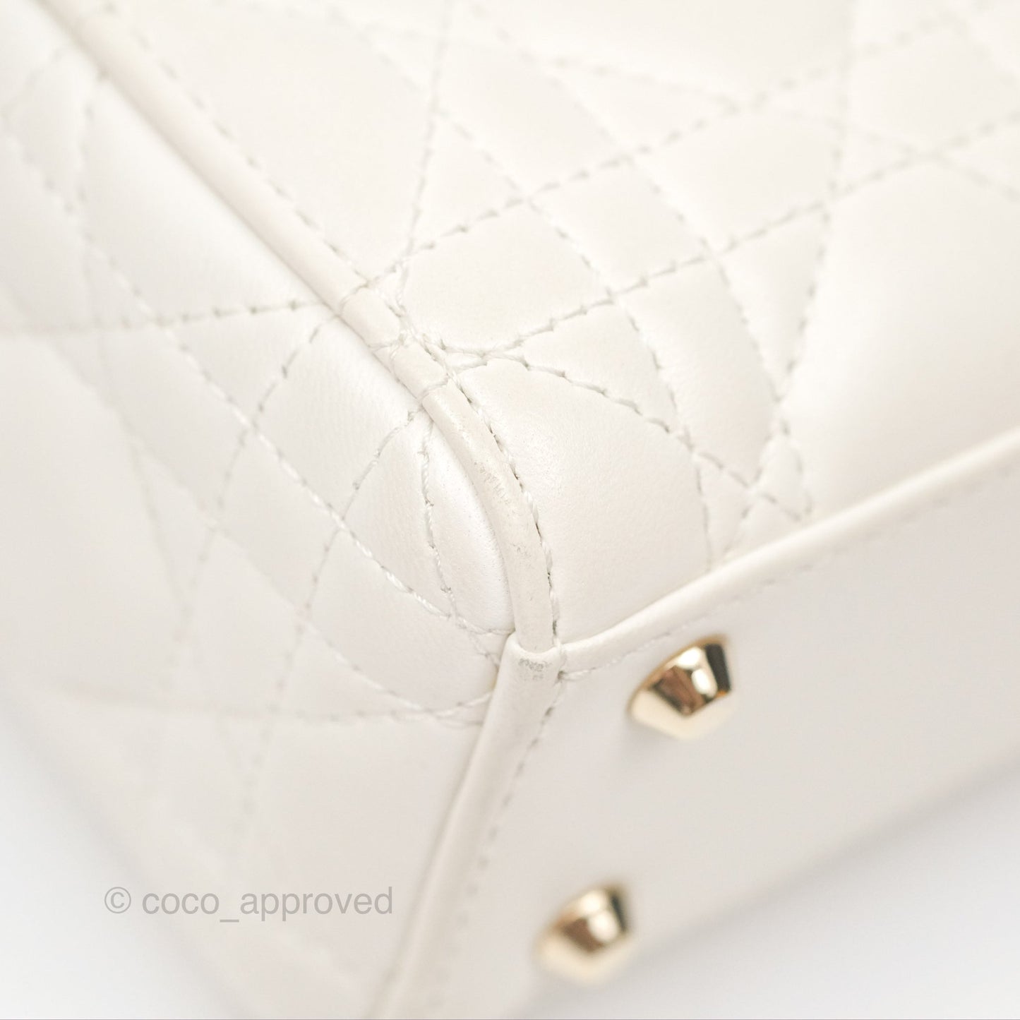 Christian Dior Cannage Mini Lady Dior White Gold Hardware