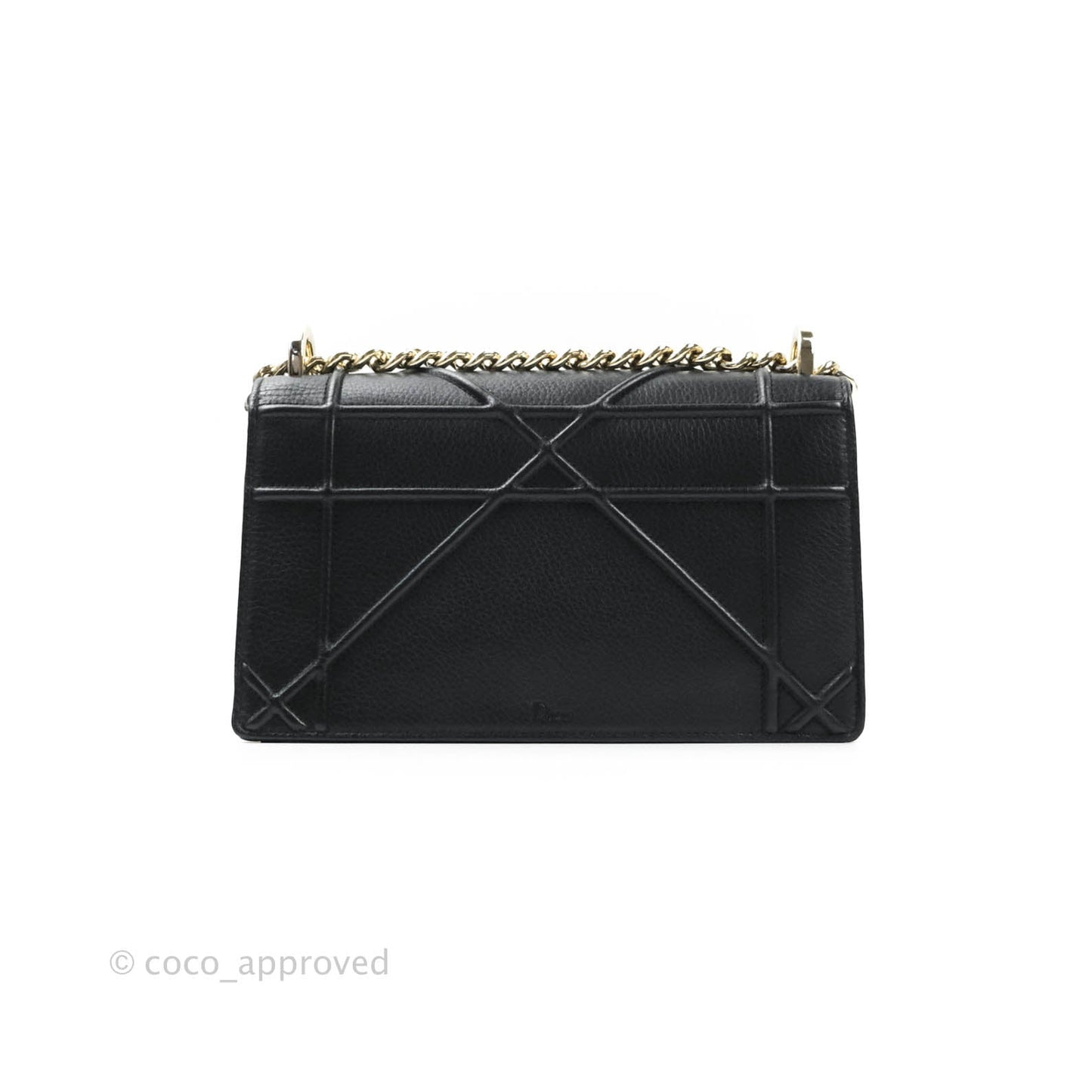 Christian Dior Small Diorama Calfskin Flap Bag Black Gold Hardware