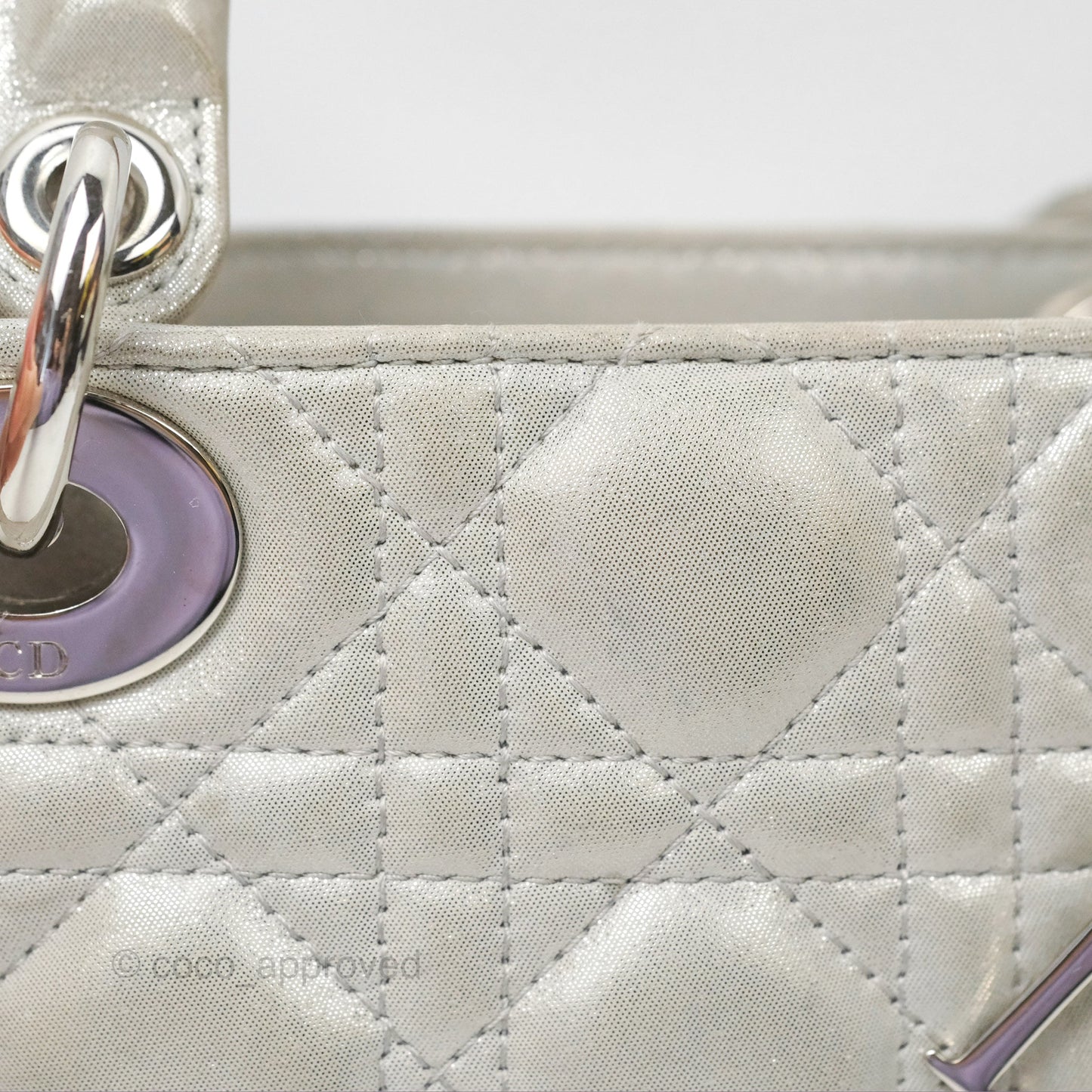 Christian Dior Mini Lady Dior Metallic Silver Nubuck Silver Hardware