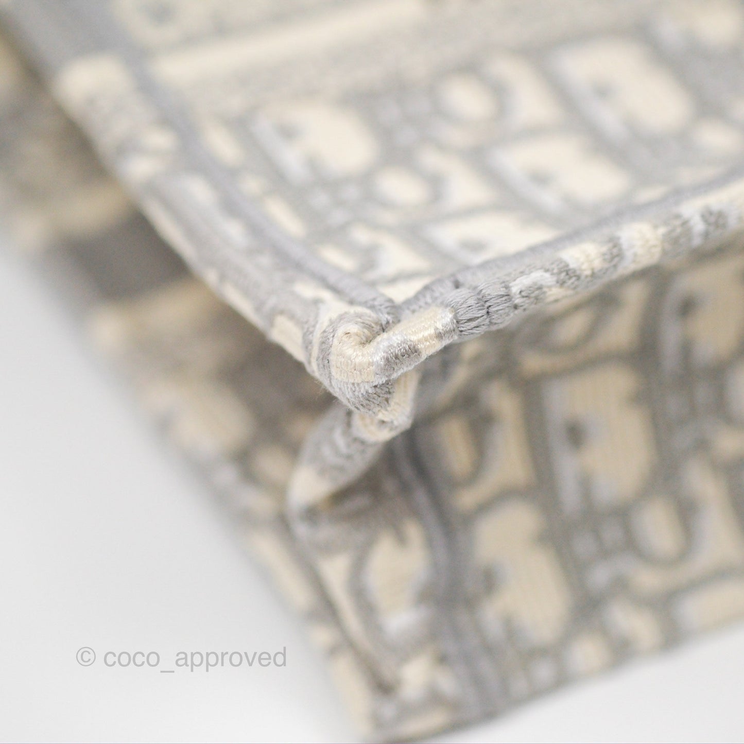 Dior Mini Vertical Gray Oblique Embroidery Book Tote