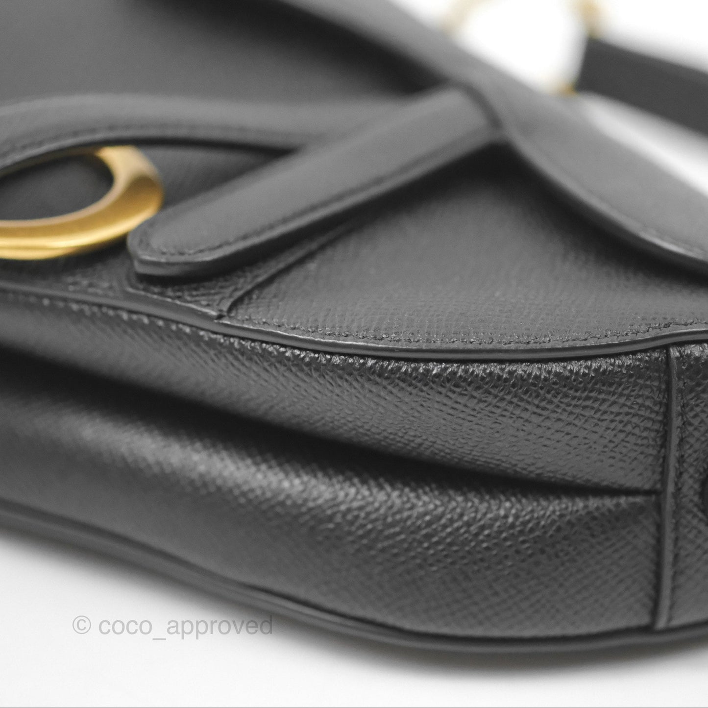 Christian Dior Mini Saddle Bag Black Grained Calfskin Gold Hardware