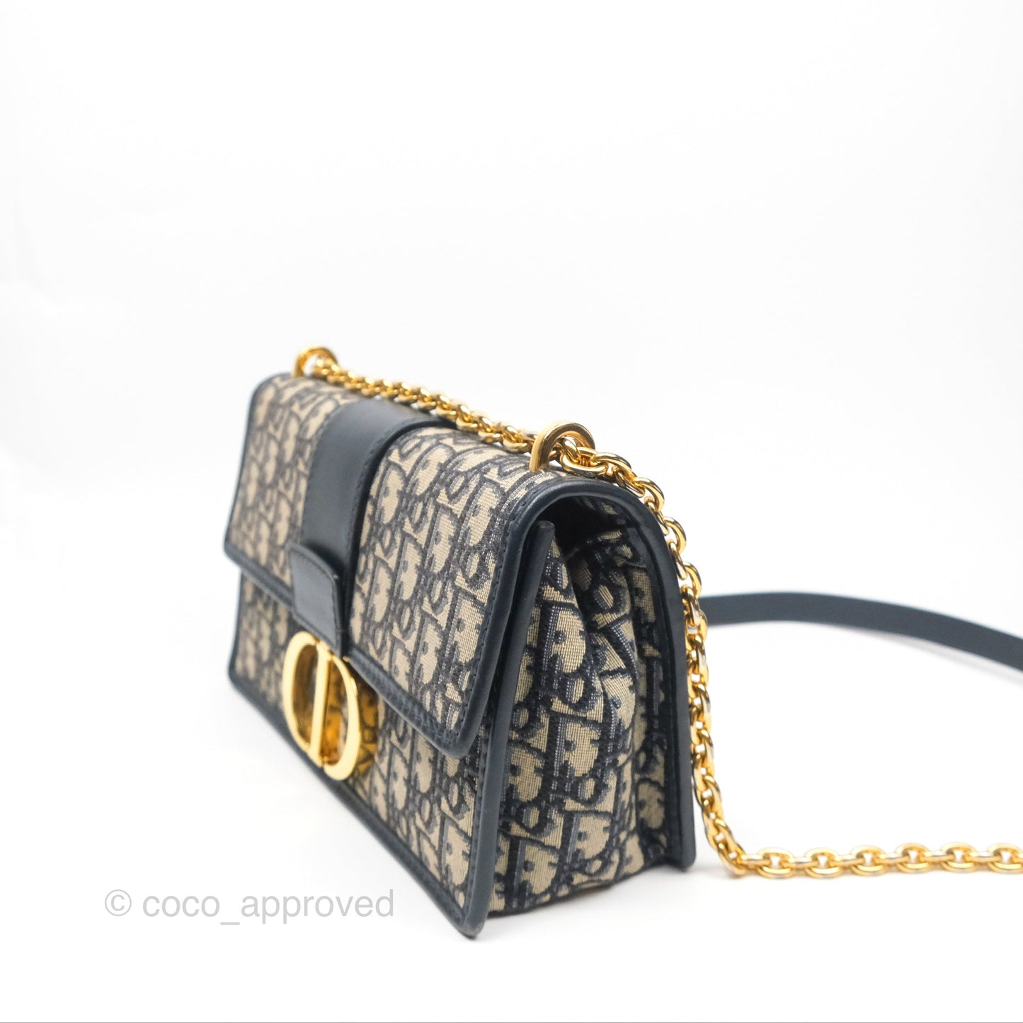 Christian Dior 30 Montaigne with Chain Blue Dior Oblique Jacquard