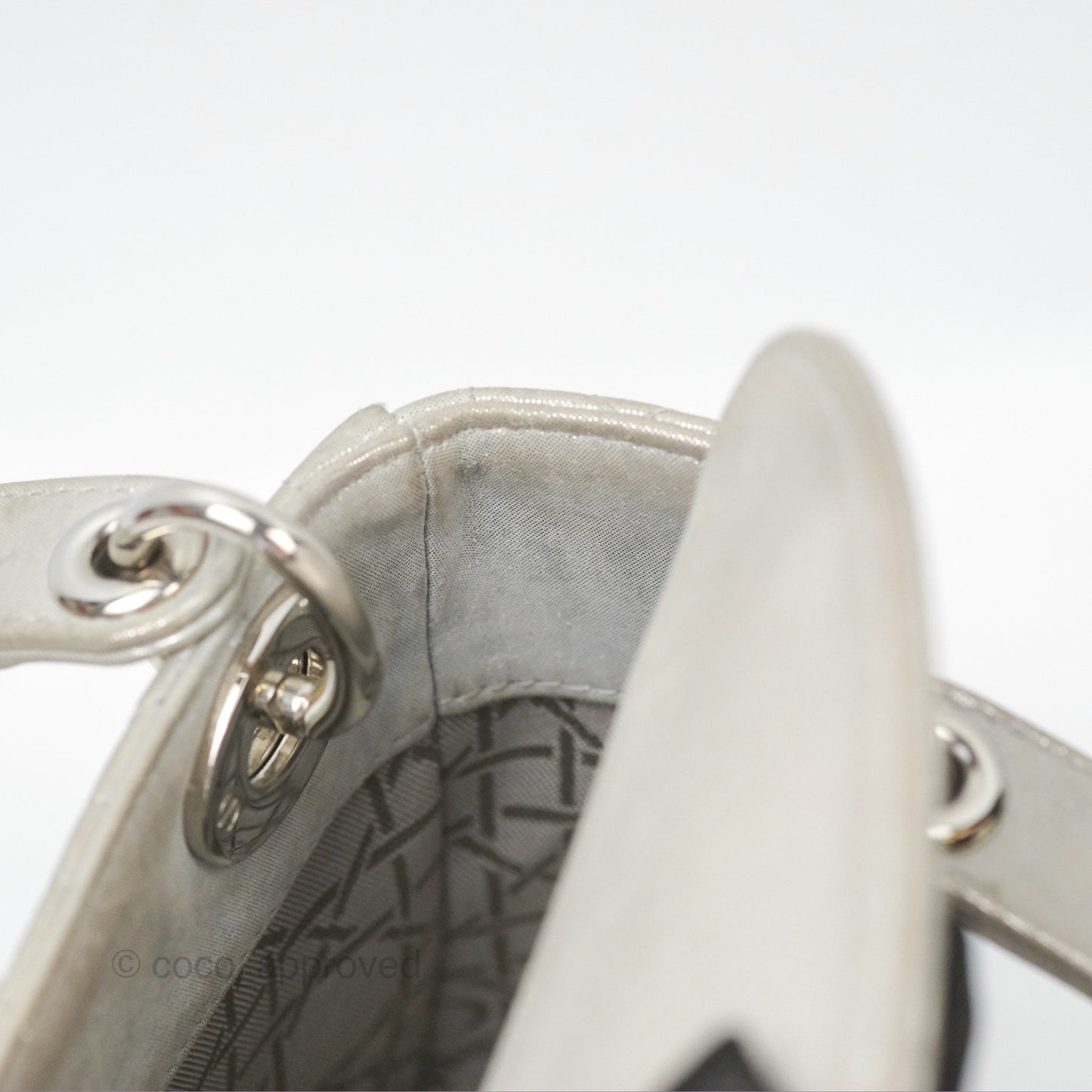 Christian Dior Mini Lady Dior Metallic Silver Nubuck Silver Hardware