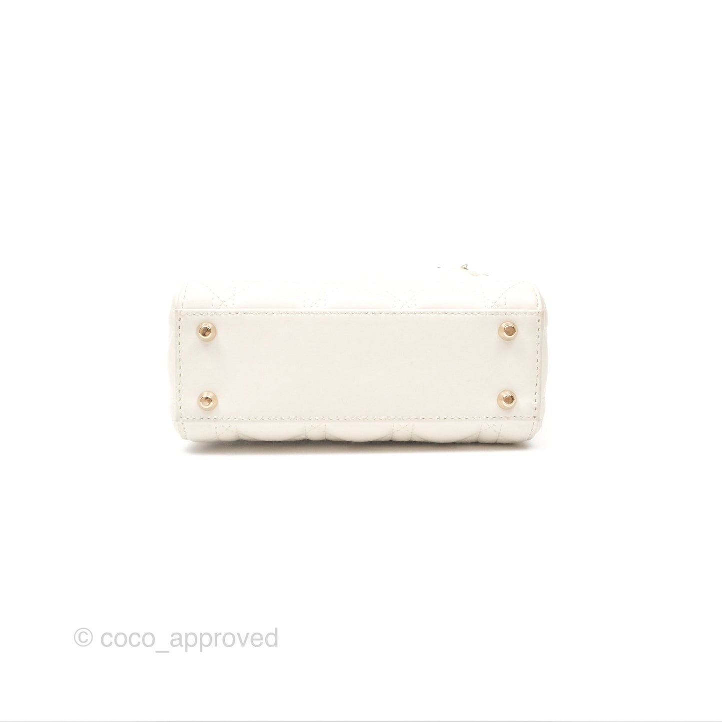 Christian Dior Cannage Mini Lady Dior White Gold Hardware