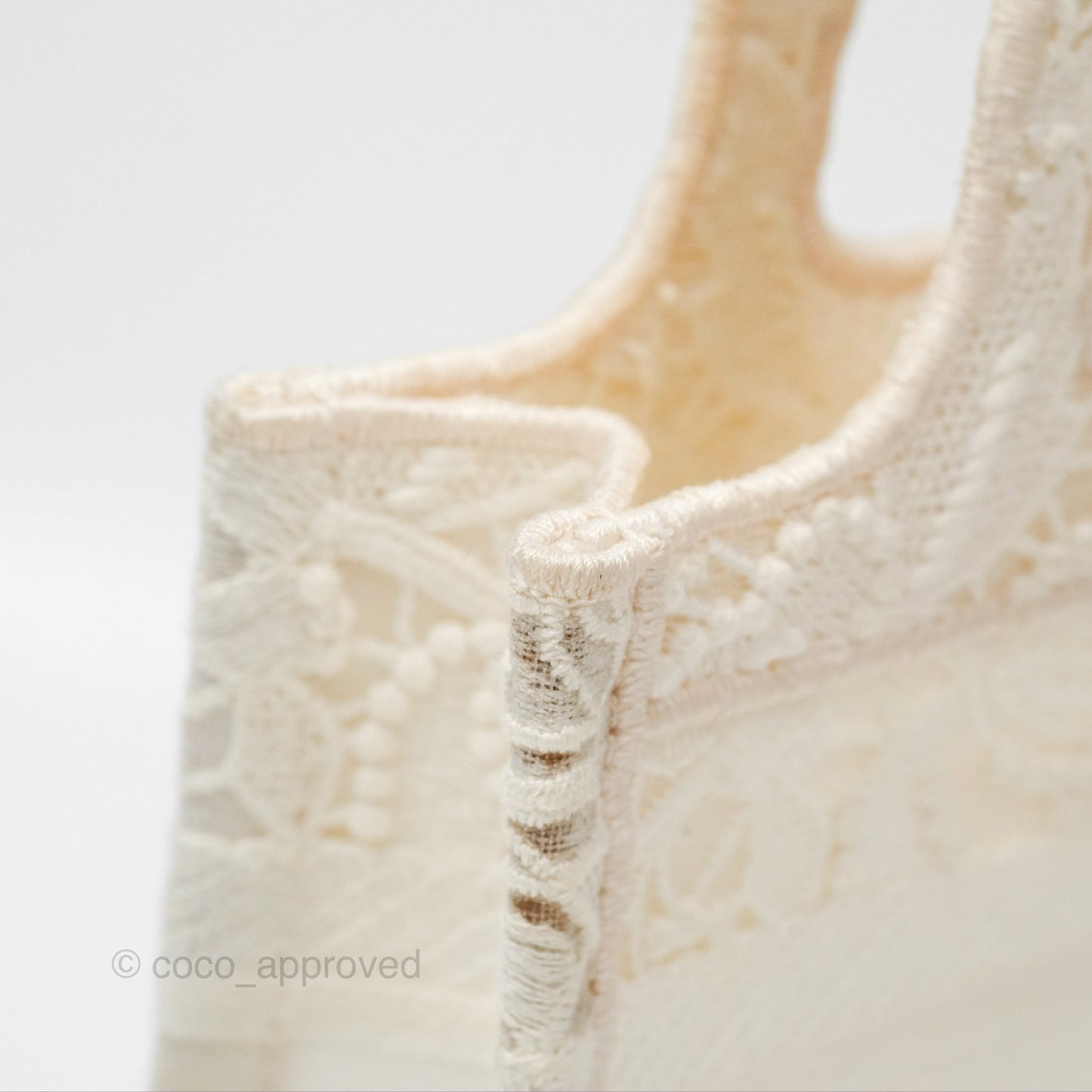 Dior Mini Book Tote Natural Macramé-Effect Embroidery