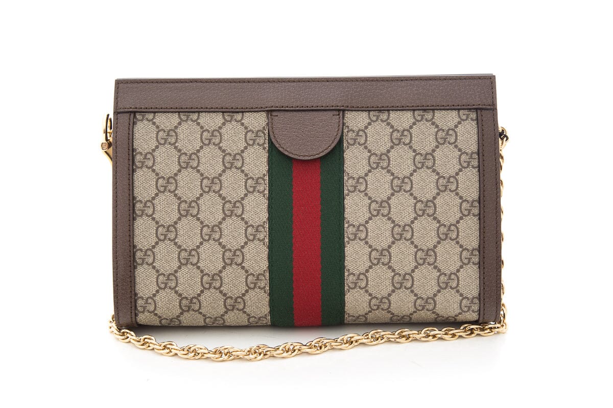 Gucci Brown Beige Small GG Supreme Ophidia Handbag