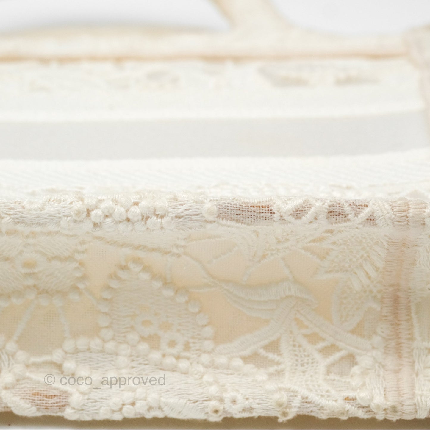 Dior Mini Book Tote Natural Macramé-Effect Embroidery
