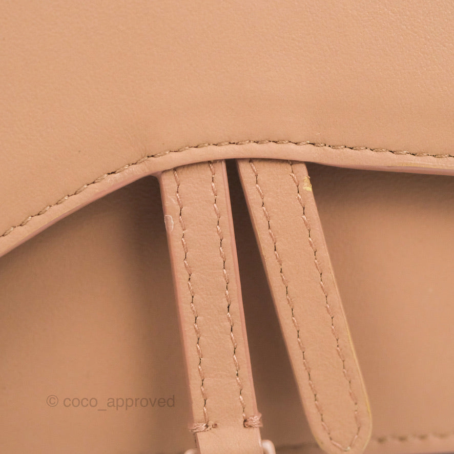 Christian Dior Saddle Belt Pouch Dusty Pink Matte Calfskin Gold Hardware