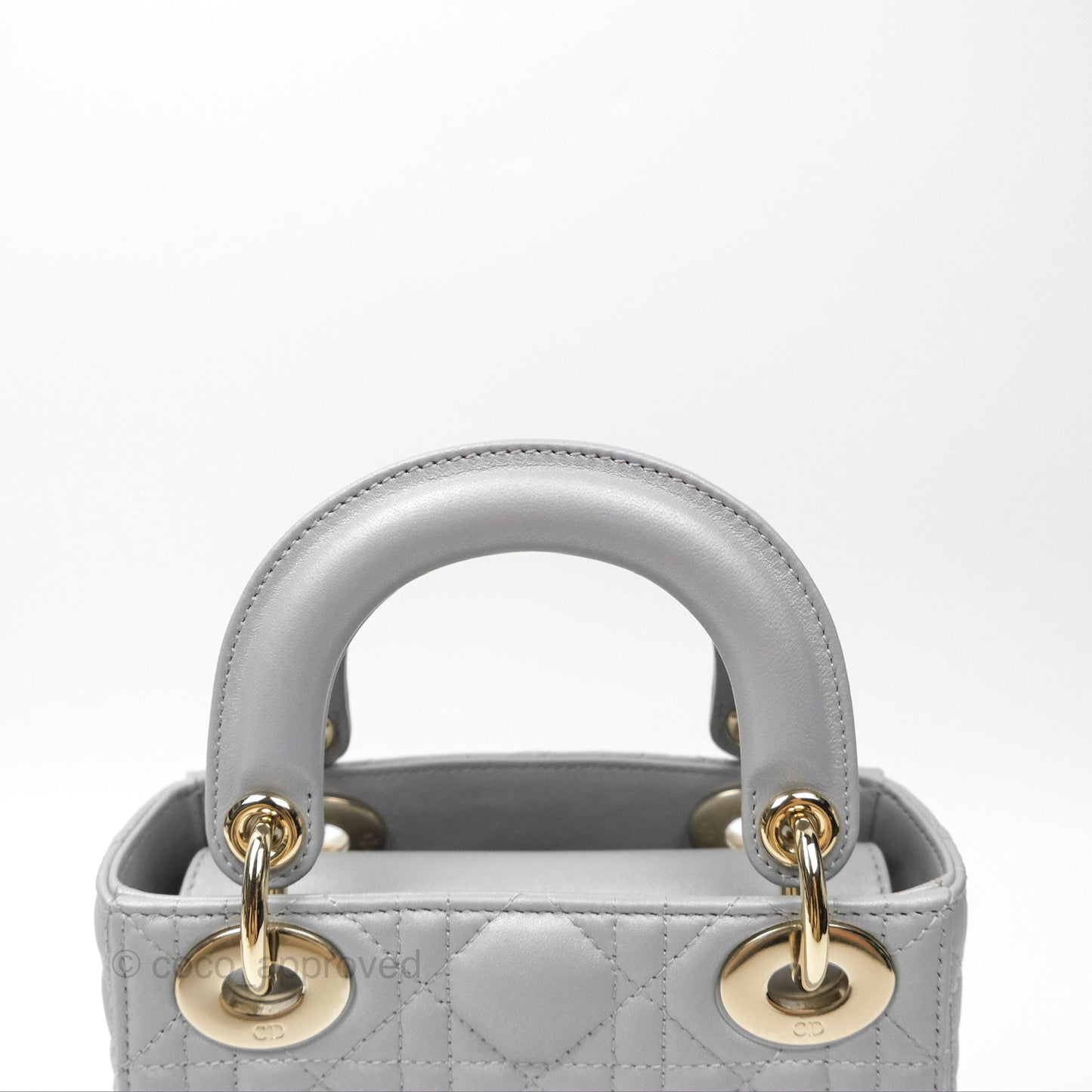 Christian Dior Mini Lady Dior Opaline Gray Pearlescent Cannage Lambskin
