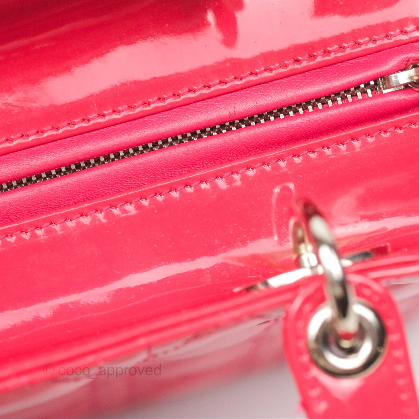 Christian Dior Medium Lady Dior Red Patent Silver Hardware
