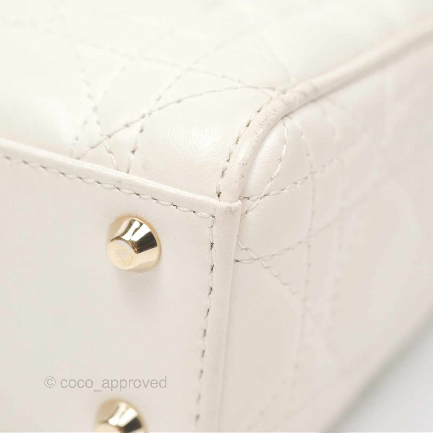 Christian Dior Cannage Mini Lady Dior White Gold Hardware
