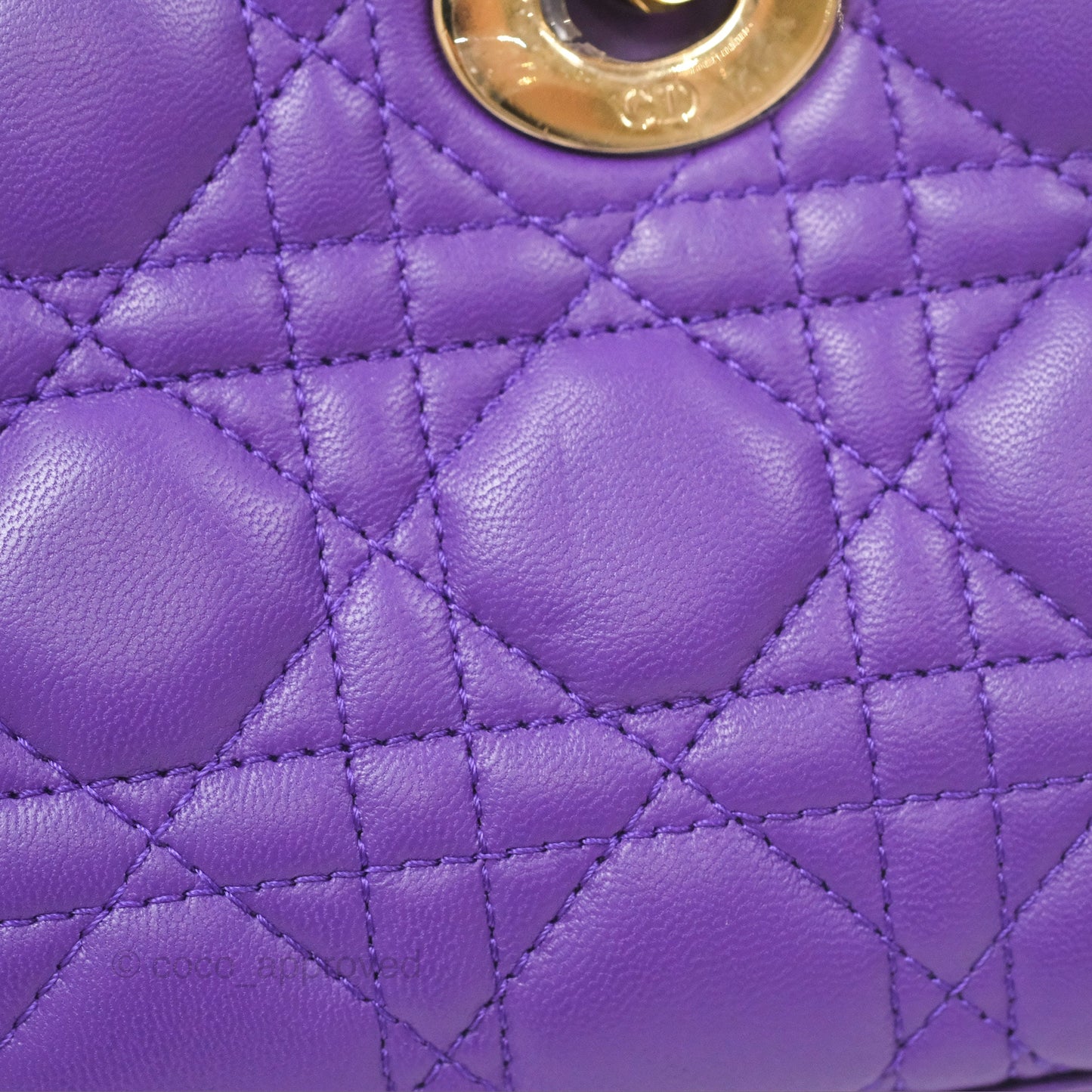 Dior Small Lady D-Joy Bag Purple Lambskin Cannage Gold Hardware