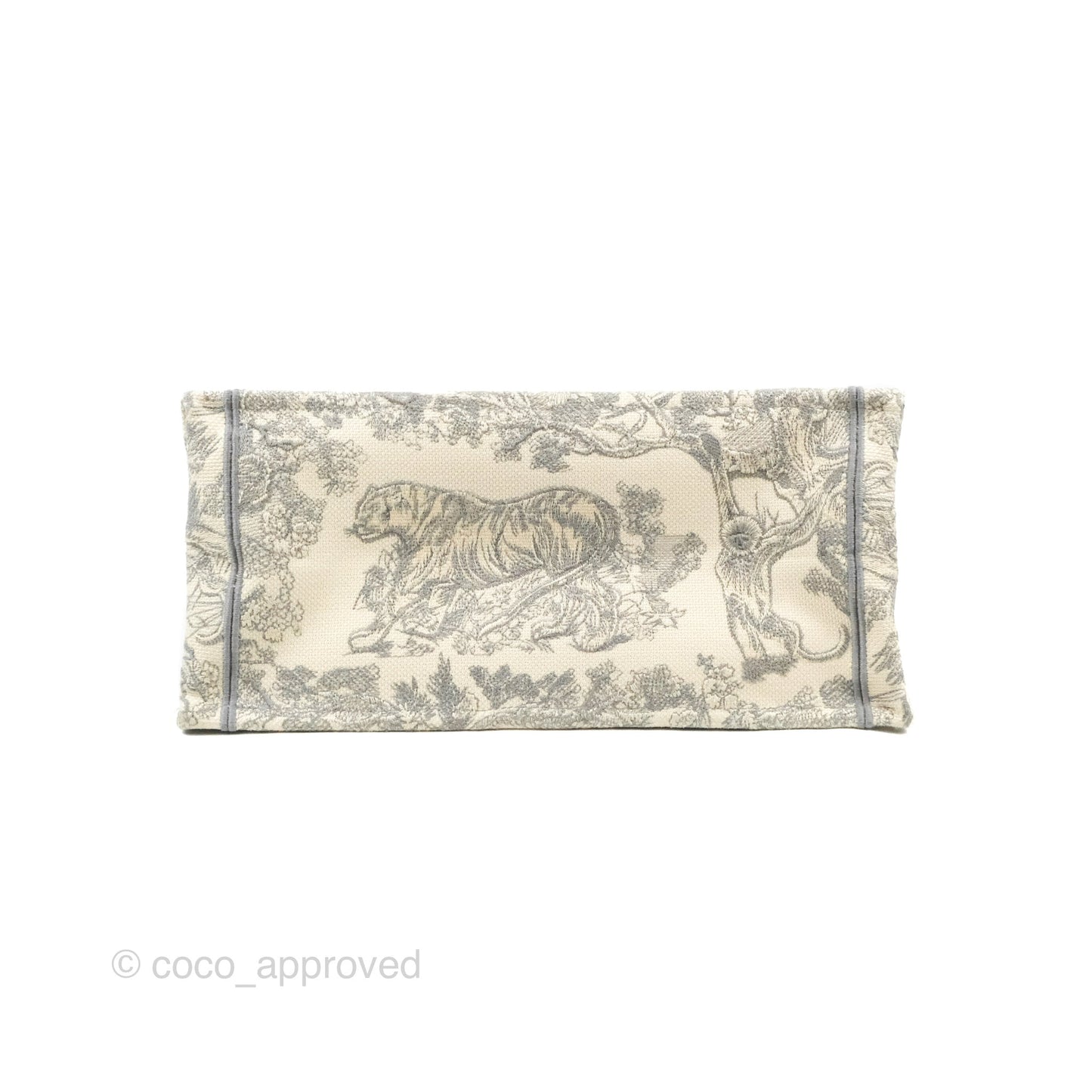 Christian Dior Medium (Old Small) Embroidered Toile De Jouy Light Grey Canvas Book Tote