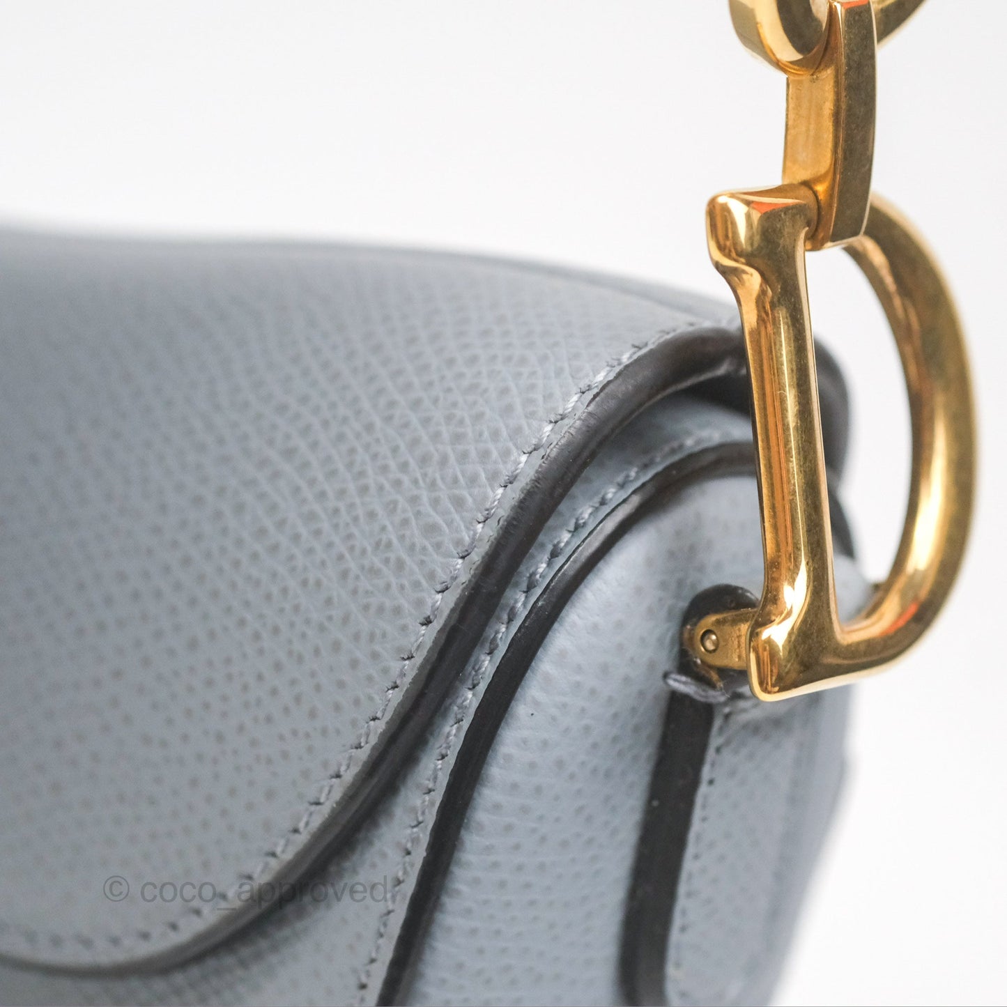 Christian Dior Mini Saddle Bag Cloud Blue Grained Calfskin Gold Hardware