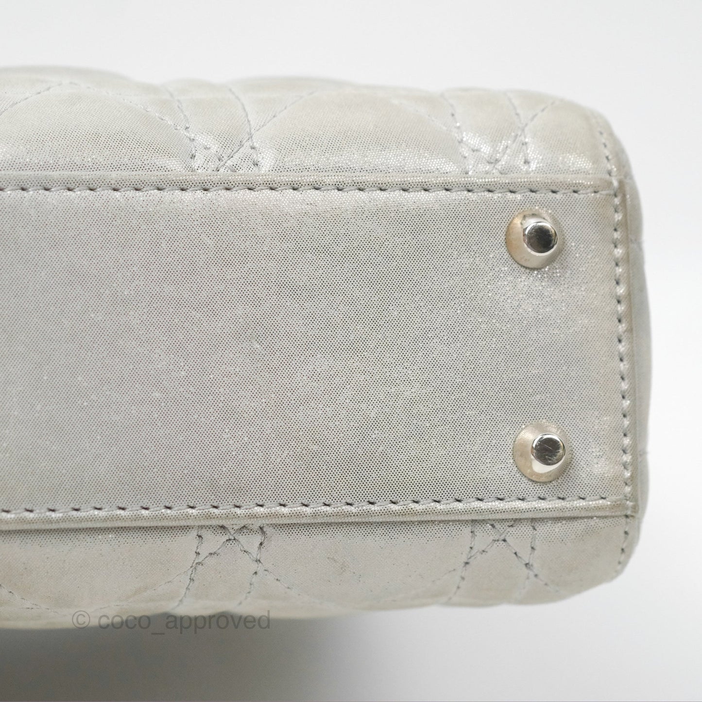 Christian Dior Mini Lady Dior Metallic Silver Nubuck Silver Hardware