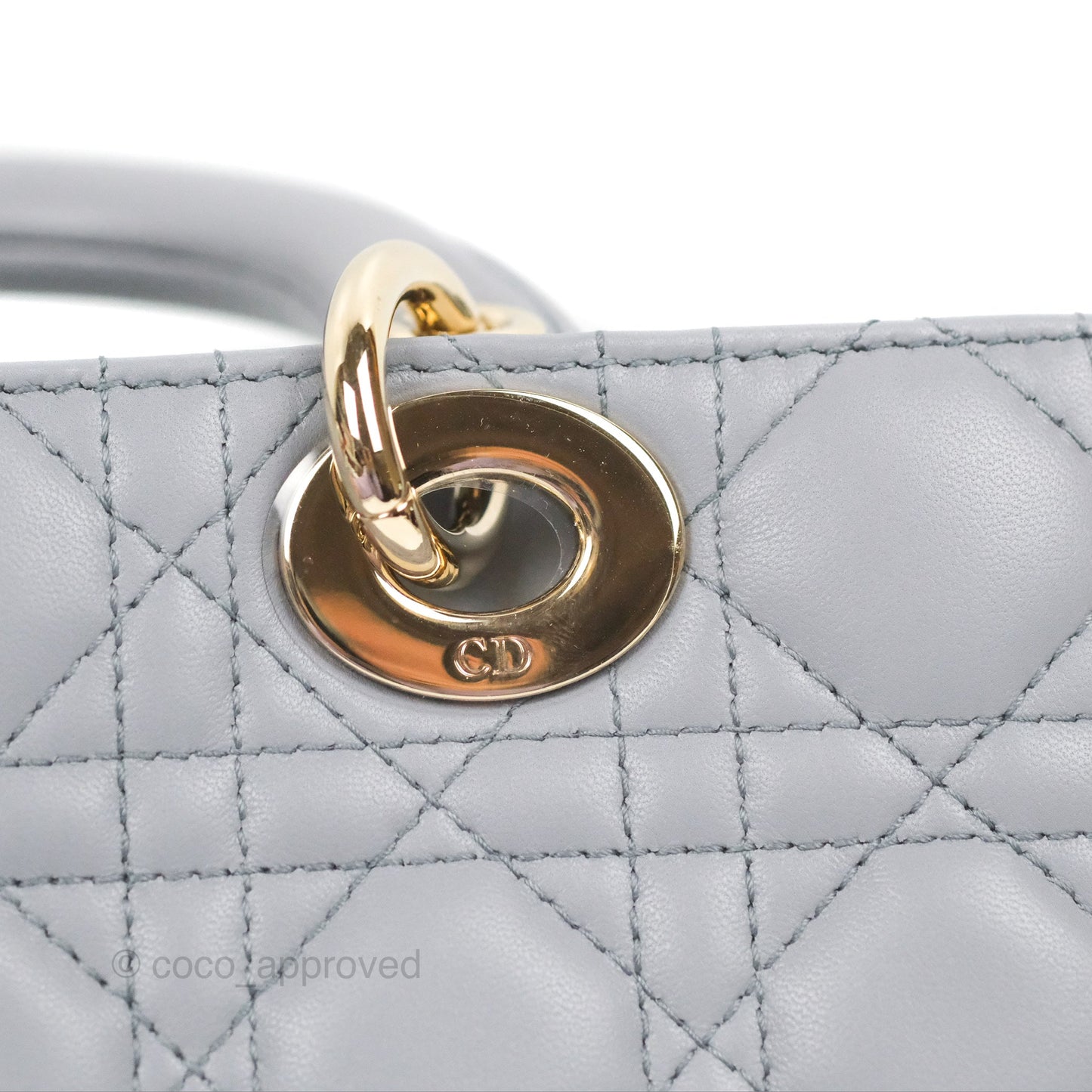Dior Small Lady D-Joy Bag Grey Lambskin Cannage Gold Hardware