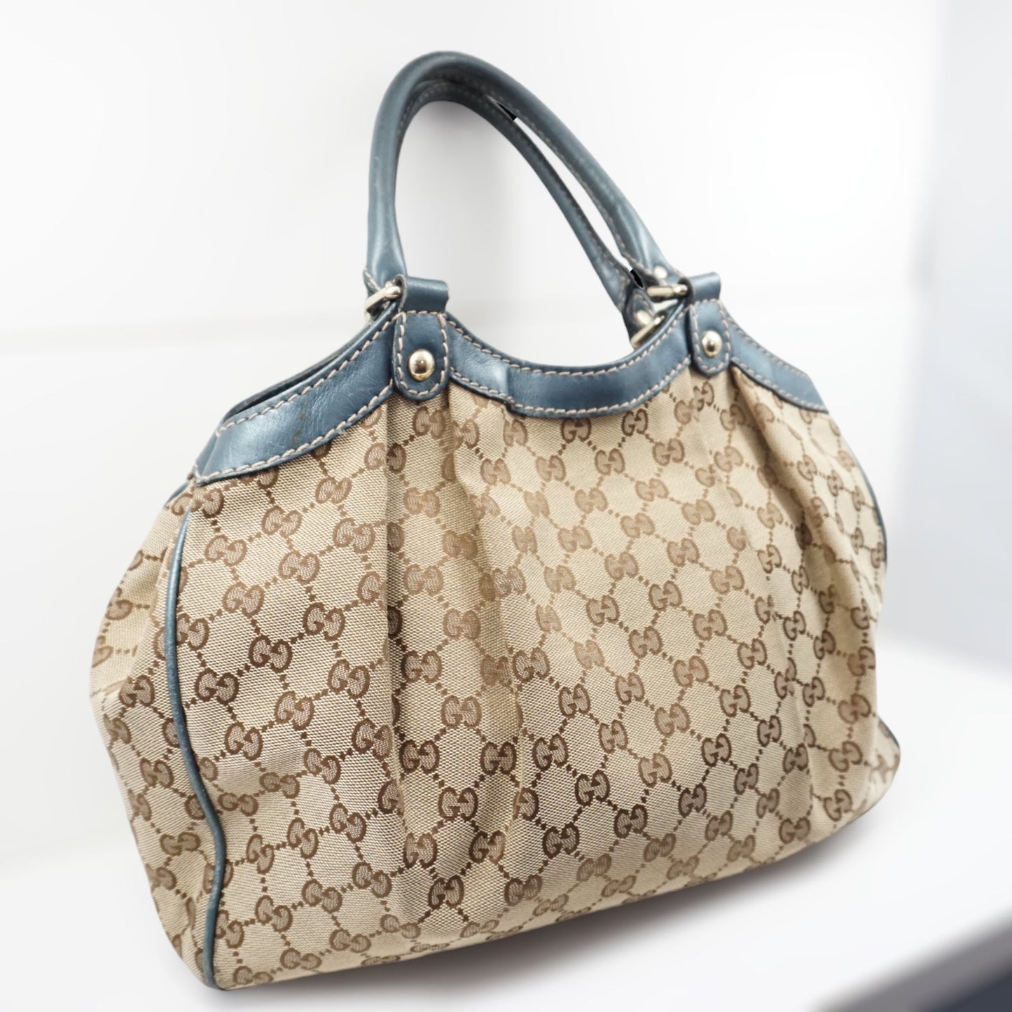 Gucci Skuldertaske Blå Læder