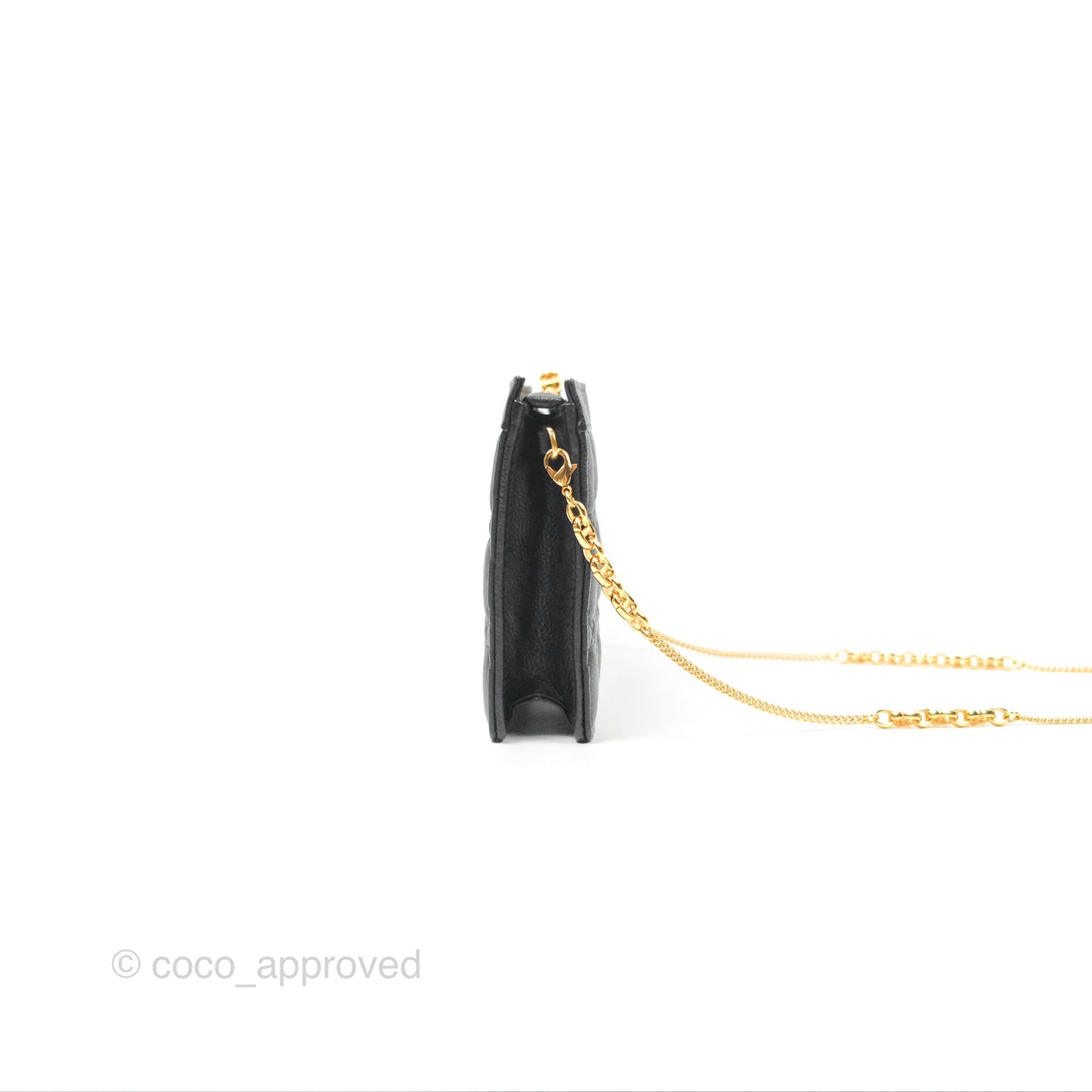 Dior Caro Zipped Pouch With Chain Black Cannage Calfskin