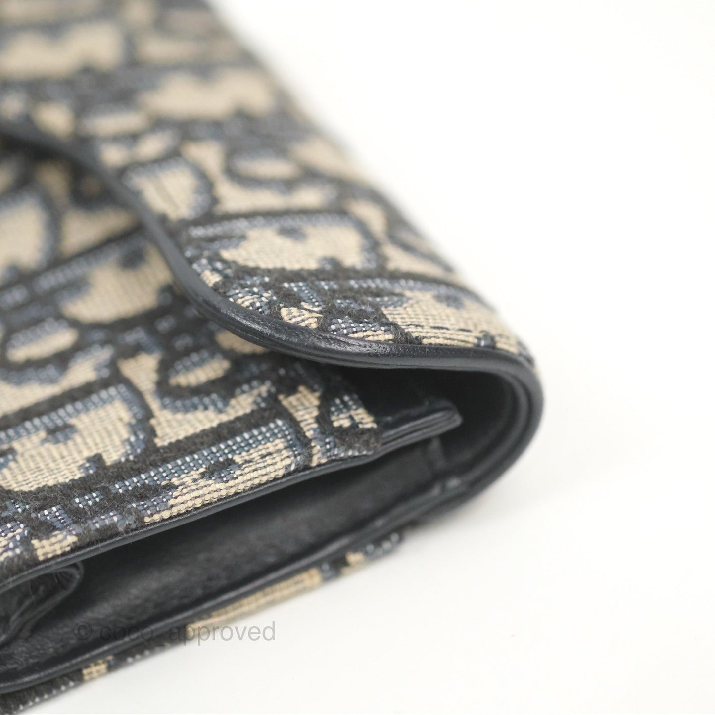 Christian Dior Saddle Flap Card Holder Blue Dior Oblique Jacquard