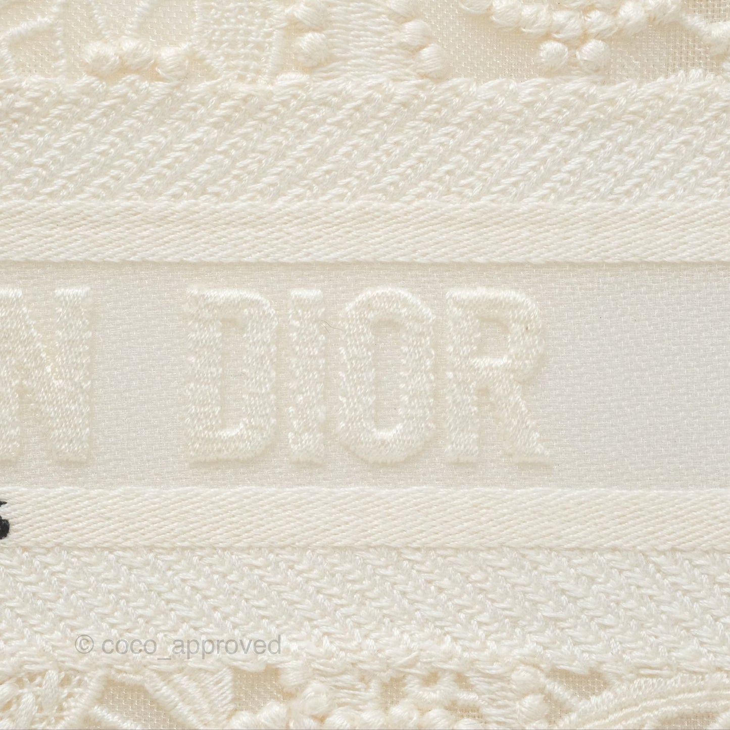 Dior Mini Book Tote Natural Macramé-Effect Embroidery