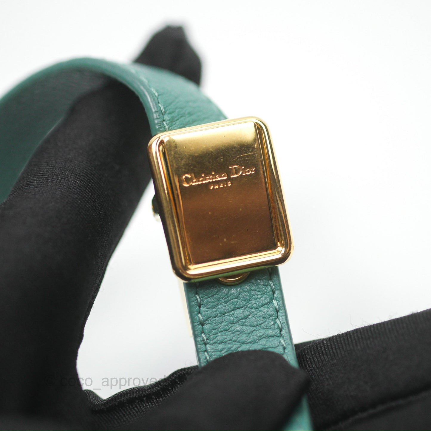 Christian Dior Micro Caro Bag in Tundra Green Supple Cannage Calfskin Gold Hardware