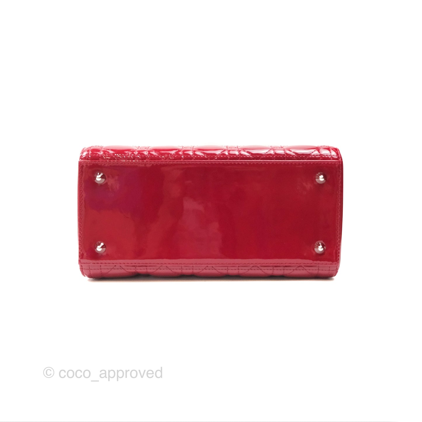 Christian Dior Medium Lady Dior Red Patent Silver Hardware