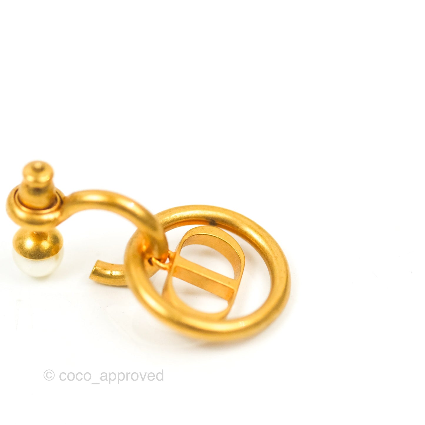 Dior 30 Montaigne Pearl Drop Earrings Gold Tone