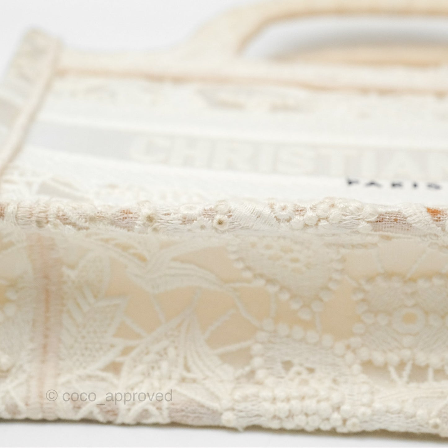Dior Mini Book Tote Natural Macramé-Effect Embroidery