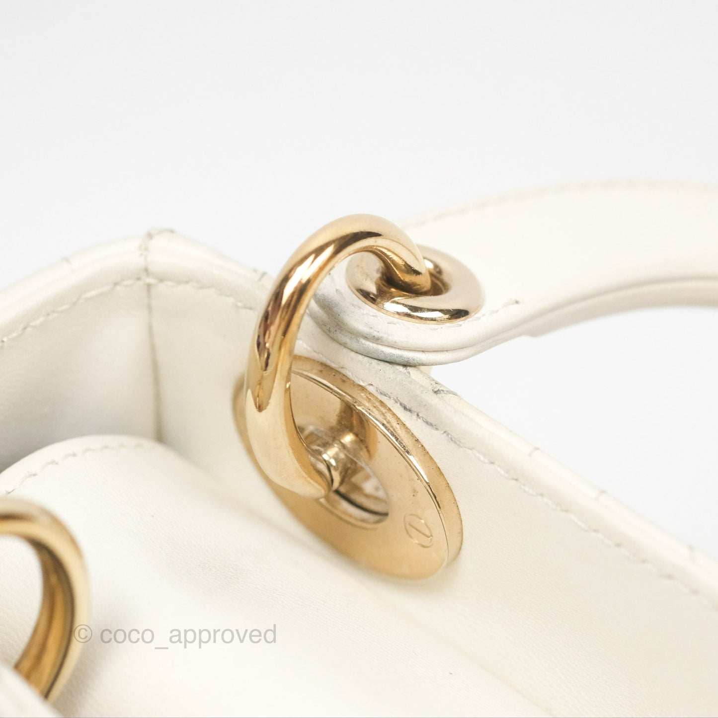 Christian Dior Cannage Mini Lady Dior White Gold Hardware