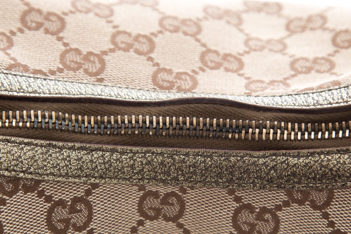 Gucci Brown Jackie O Horsebit Canvas Handbag