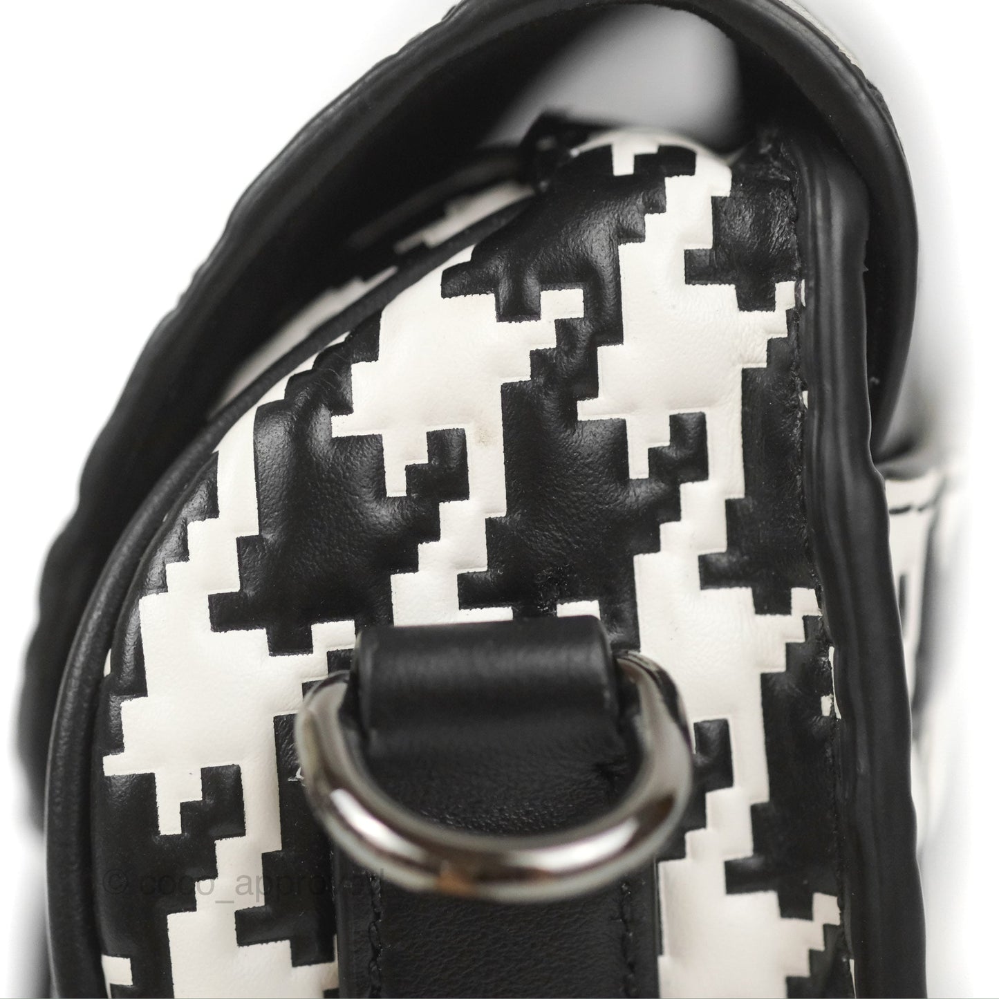Christian Dior Bobby East-West Bag Black And White Houndstooth Embossed Calfskin