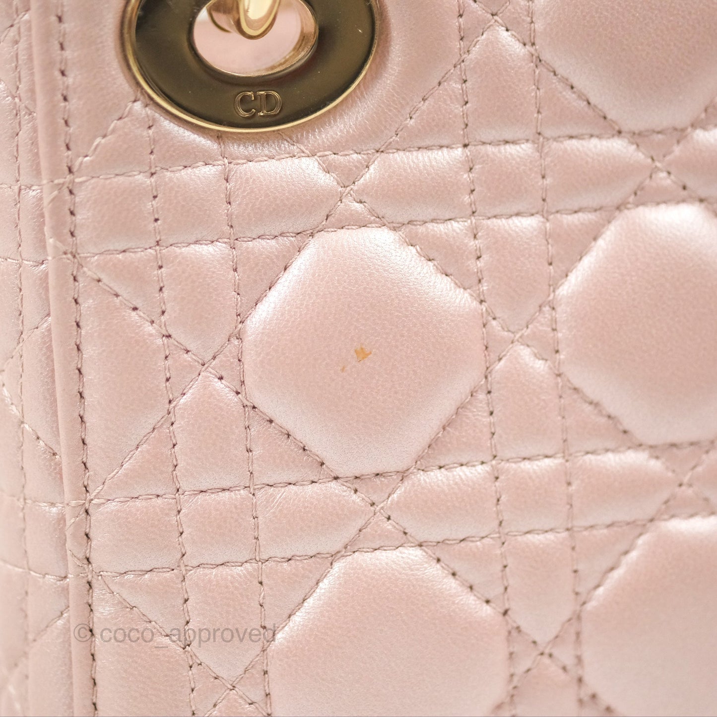 Christian Dior Mini Lady Dior Iridescent Light Pink Cannage Gold Hardware