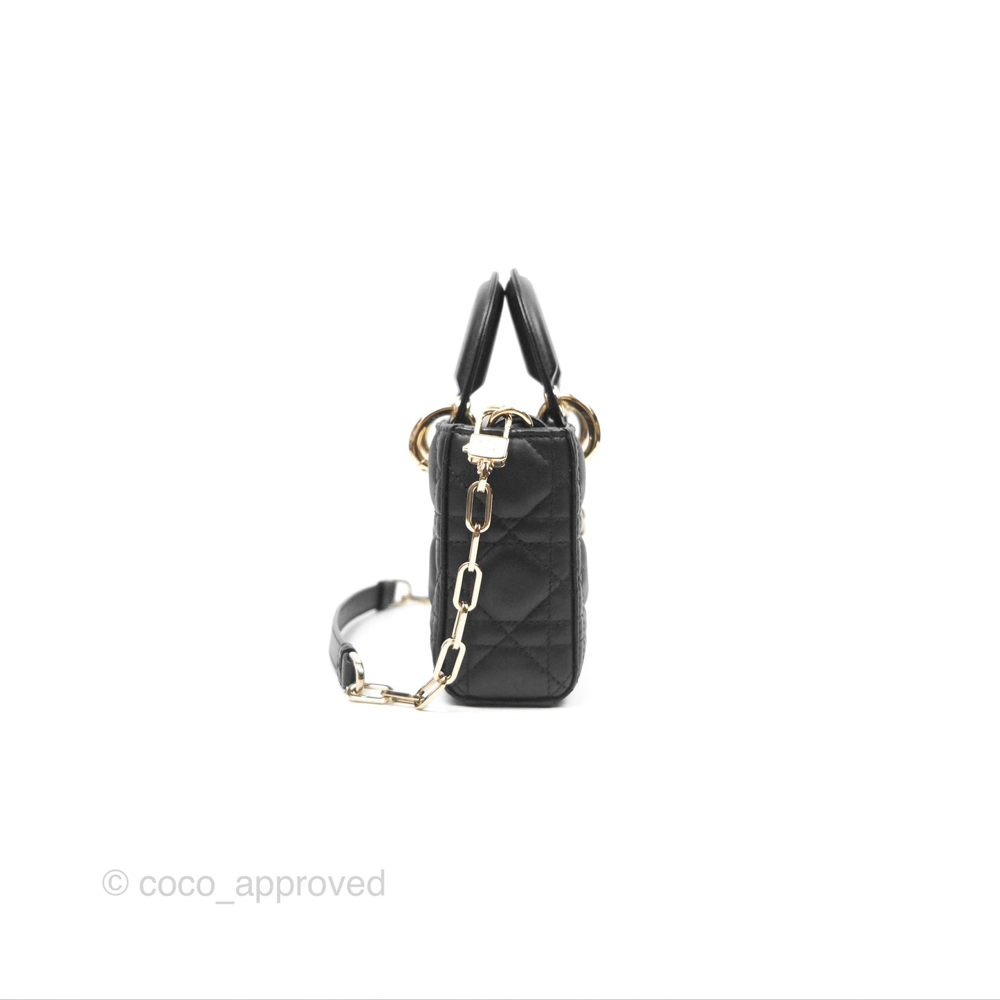 Dior Small Lady D-Joy Bag Black Lambskin Cannage Gold Hardware