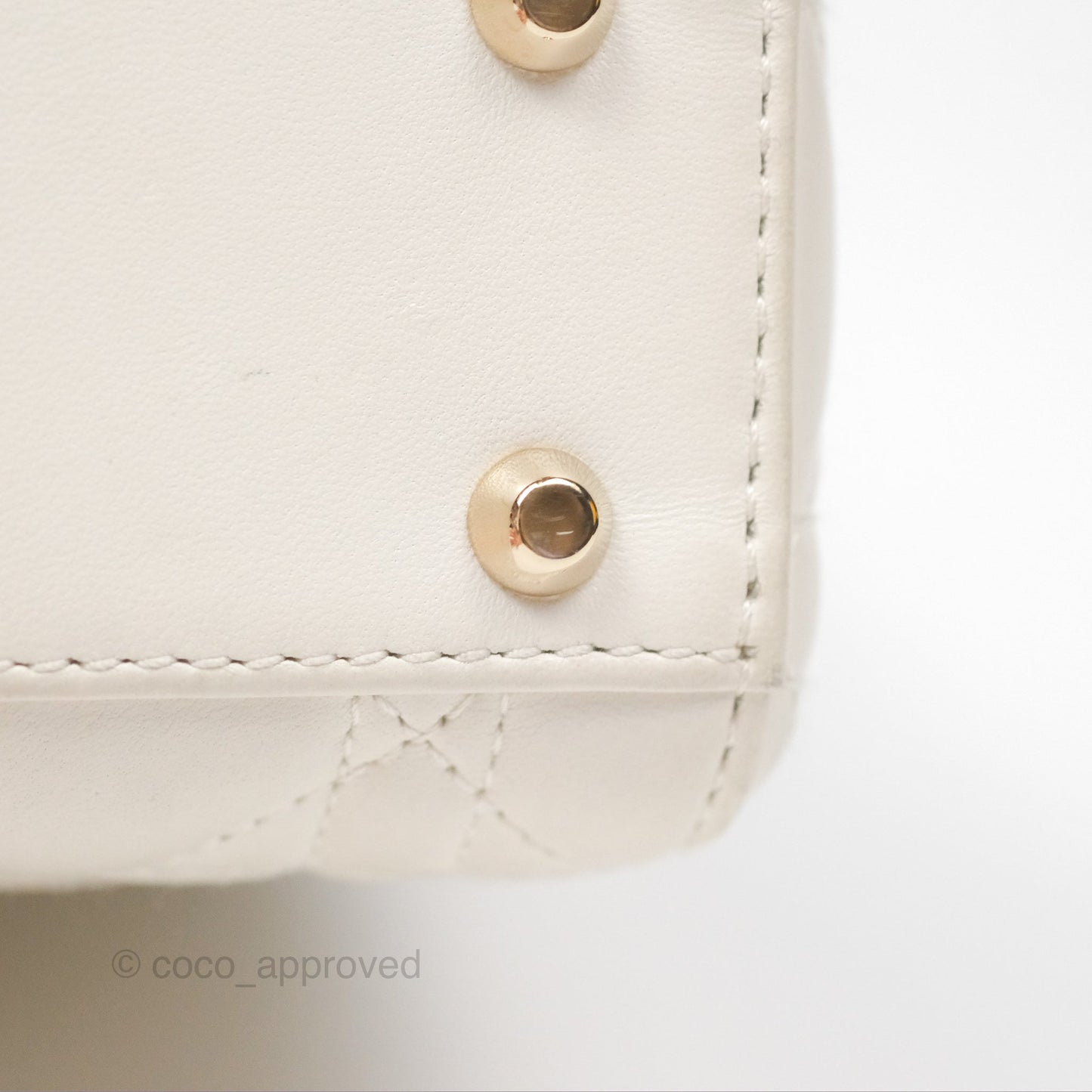 Christian Dior Cannage Mini Lady Dior White Gold Hardware